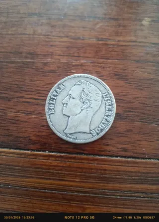 Moneda 5 Bolívares Plata 1935 Venezuela