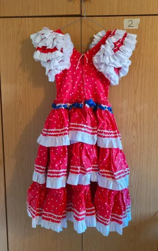 Disfraz Flamenco Rojo + chal blanco Talla 8-10