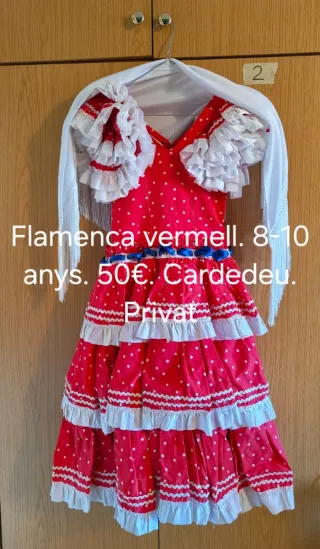 Disfraz Flamenco Rojo + chal blanco Talla 8-10