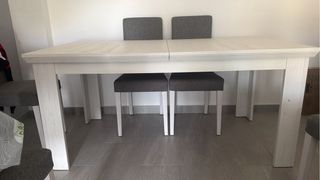 Mesa de comedor extensible madera y tela