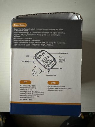 Transmisor FM Bluetooth 5.3 QC3.0