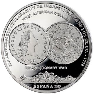 Lote 2 monedas 10€ 2025-250 Aniv.Independencia USA