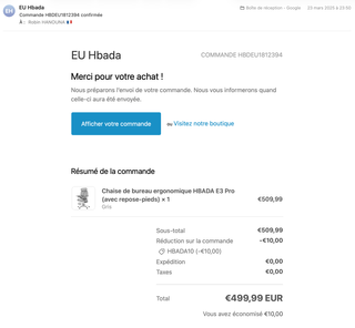 Silla de oficina HBADA E3 Pro, con reposapiés