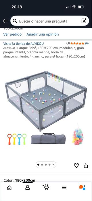 Parque infantil ALYIKOU 180x200cm sin estrenar