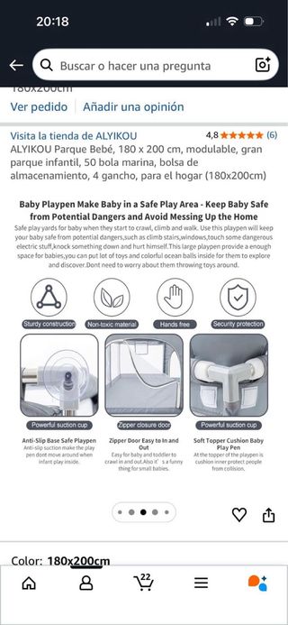 Parque infantil ALYIKOU 180x200cm sin estrenar