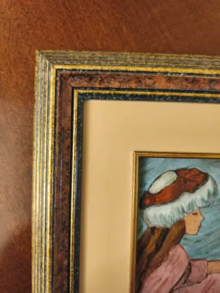 Cuadro al óleo mujer con sombrero