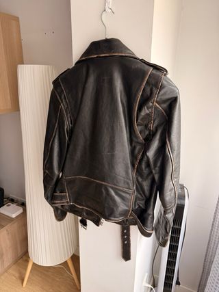 Cazadora Biker Piel Diesel Negra