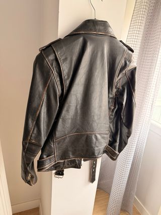 Cazadora Biker Piel Diesel Negra