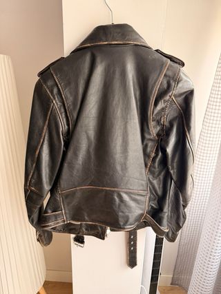 Cazadora Biker Piel Diesel Negra