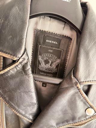 Cazadora Biker Piel Diesel Negra