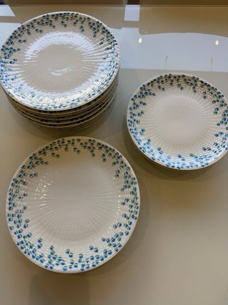 Platos Limoges porcelana flores azules Bleuets.
