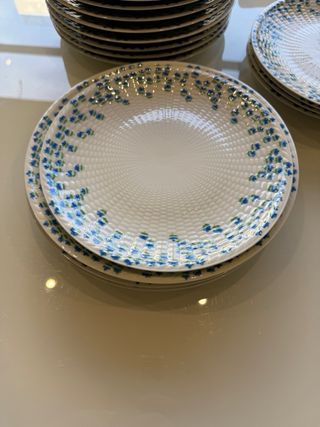 Platos Limoges porcelana flores azules Bleuets.