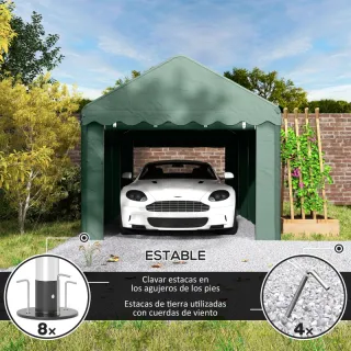 Garaje Exterior Coche 6x3m Verde