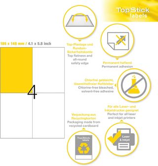 TopStick 8717 - Etiquetas autoadhesivas de envío A