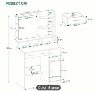 Tocador con luces LED y cajones