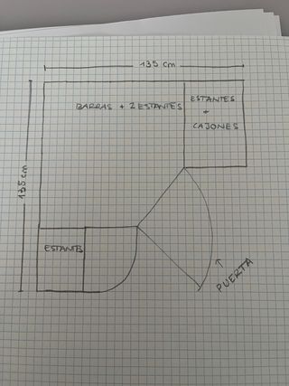 Armario esquinero blanco y morado