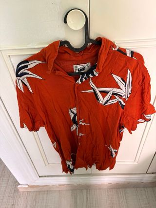 Camisa Hawaiana Pull&Bear Naranja Estampada