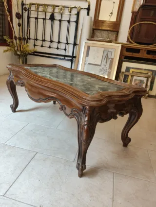 Mesa centro madera y mármol