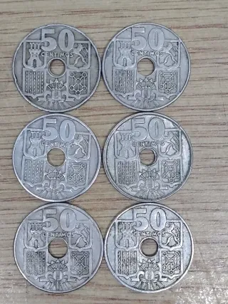 Lote 6 mone 50cts níquel 1949 *51*52*53*54*56*62