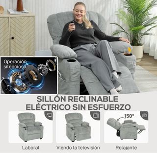 Sillón reclinable eléctrico gris