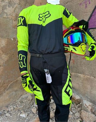 Traje Motocross Fox Negro/Neón