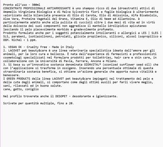 Dolcepet Detersione Shampoo Antiarrossante Animali