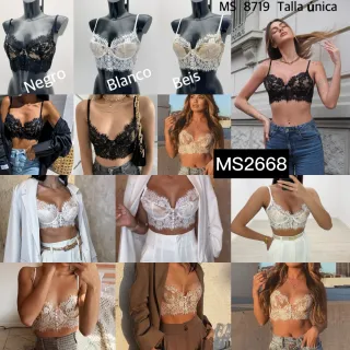 Top encaje negro y blanco talla única