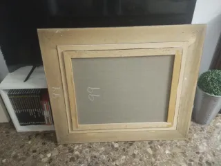 Cuadro decorativo y marco madera tallada antigua