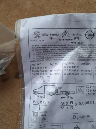 Soporte Enganche Remolque Peugeot Citroen Opel