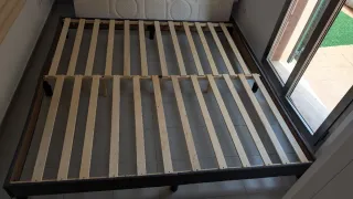Estructura de cama de tela y madera 200x200