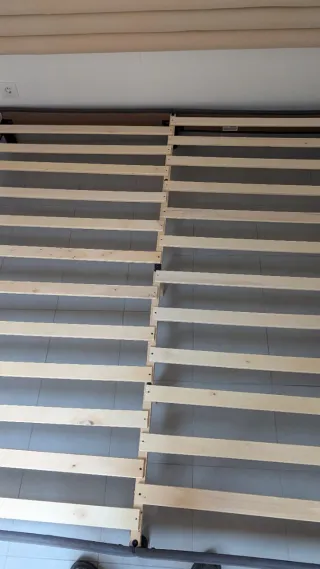 Estructura de cama de tela y madera 200x200