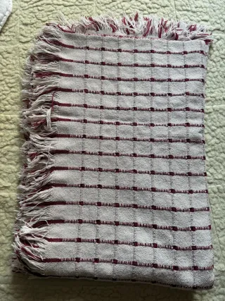 Manta/Toalla 2,40/150cm Rayas Rojas y Blancas