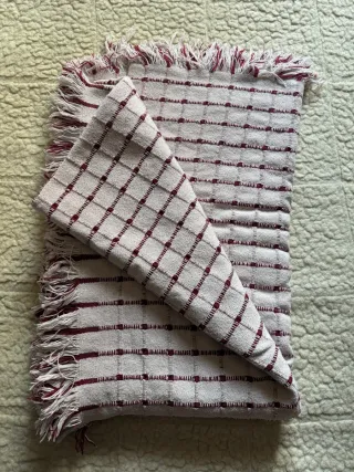 Manta/Toalla 2,40/150cm Rayas Rojas y Blancas