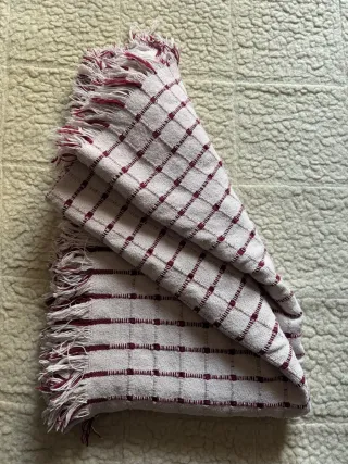 Manta/Toalla 2,40/150cm Rayas Rojas y Blancas