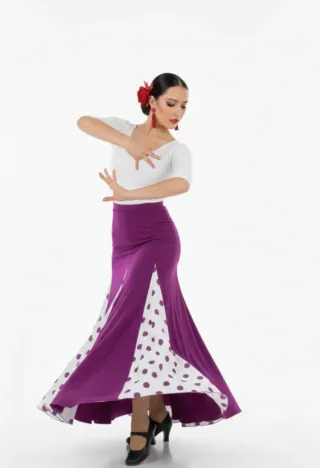 Falda Flamenco Lunares Morado Blanco Talla Única