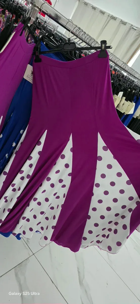 Falda Flamenco Lunares Morado Blanco Talla Única