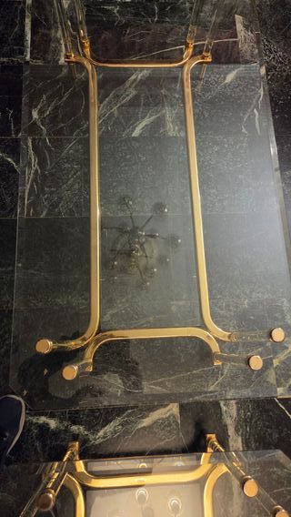 Conjunto Mesitas Bajas Salón Cristal y Metal