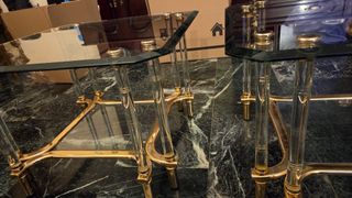 Conjunto Mesitas Bajas Salón Cristal y Metal