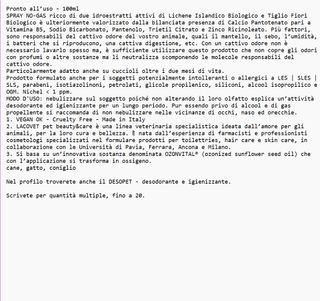 Desopet Deodorante Igienizzante Spray No-Gas