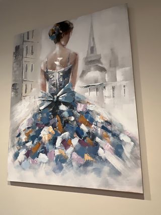 Cuadro Lienzo Mujer París. En mano . No envios