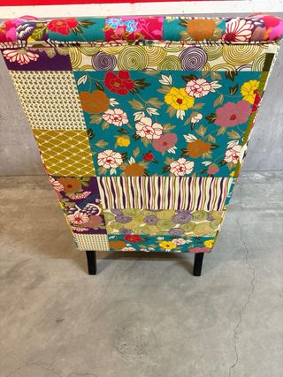 Sillón orejero vintage patchwork