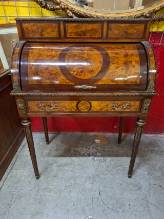 Scrittoio con ribaltina in legno e metallo