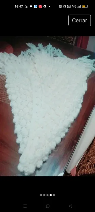 Chal artesanal tejido blanco