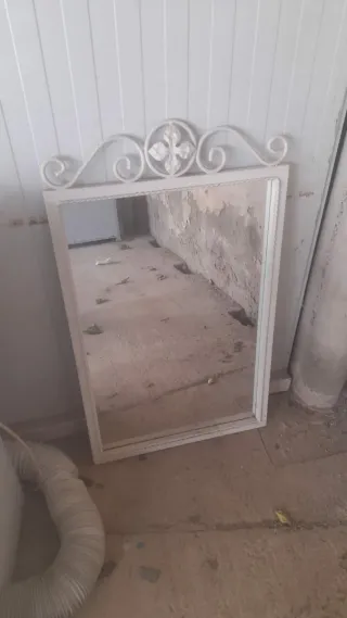 Espejo de forja blanco