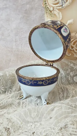 Huevo joyero estilo Fabergé porcelana vintage