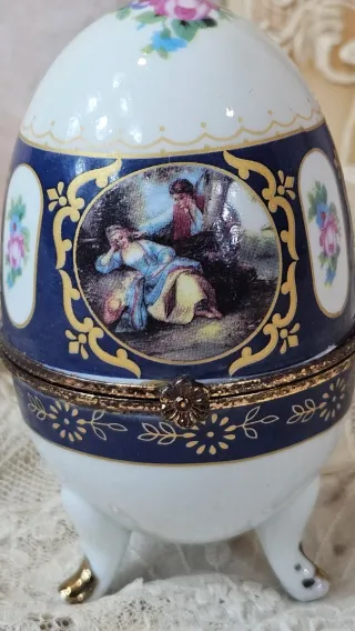 Huevo joyero estilo Fabergé porcelana vintage