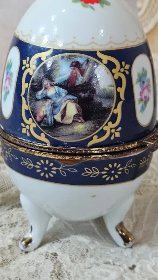 Huevo joyero estilo Fabergé porcelana vintage