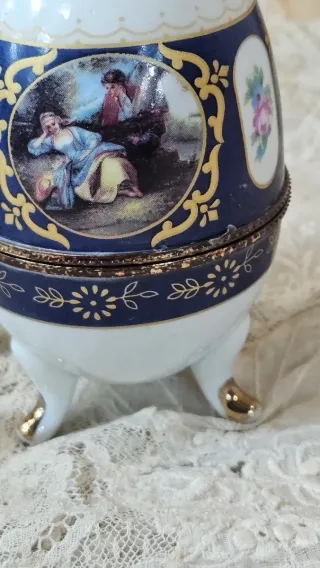Huevo joyero estilo Fabergé porcelana vintage