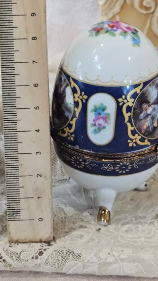 Huevo joyero estilo Fabergé porcelana vintage