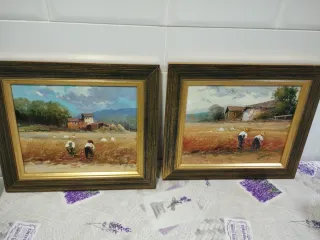 2 quadri decorativi di pittura ad olio, come nuovi